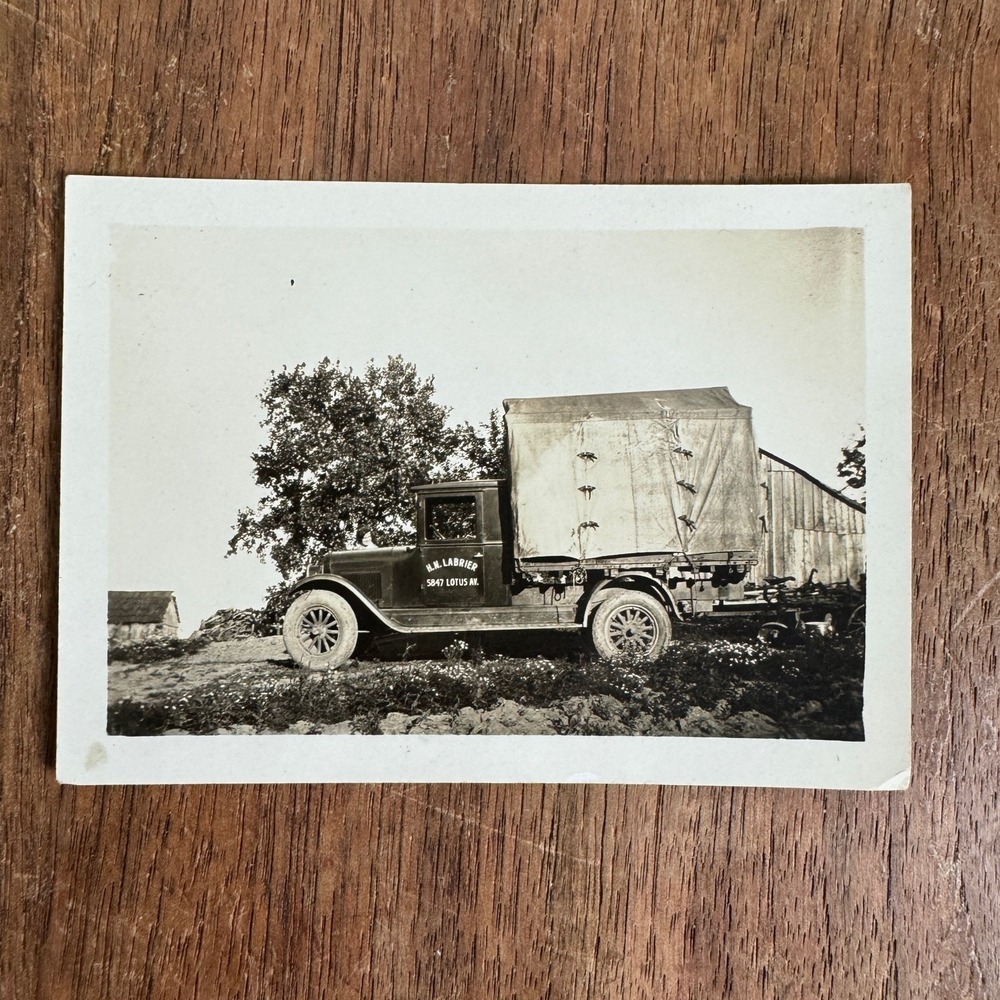 Antique Snapshot H.M. Labrier‎ 5847 Lotus Av St. Louis MO 1920s Truck Photograph